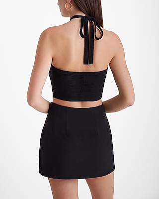 Ribbed Halter Handkerchief Sweater Tank
