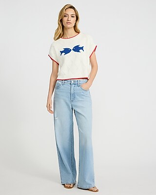 Fish Crew Neck Short Sleeve Sweater - image 4