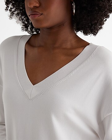 Express Chenille Sweater New Women Top Deep V Neck XS long sleeves