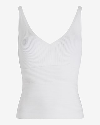 Ribbed Fitted V-Neck Sweater Tank