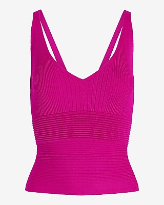Ribbed Fitted V-Neck Sweater Tank - thumbnail 10