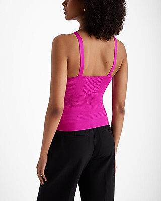 Ribbed Fitted V-Neck Sweater Tank - thumbnail 8