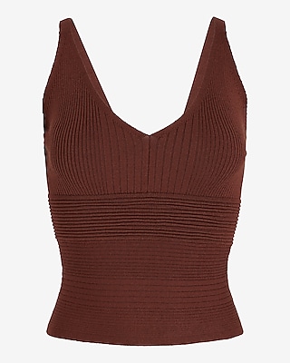 Ribbed Fitted V-Neck Sweater Tank