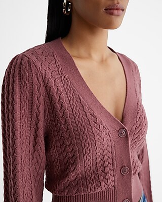 Cable Knit V-Neck Cardigan