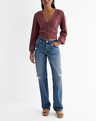 Cable Knit V-Neck Cardigan