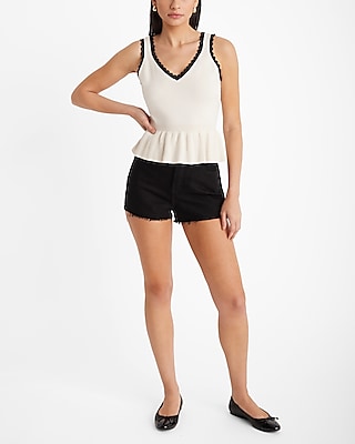 Tipped Scalloped Peplum Sweater Tank