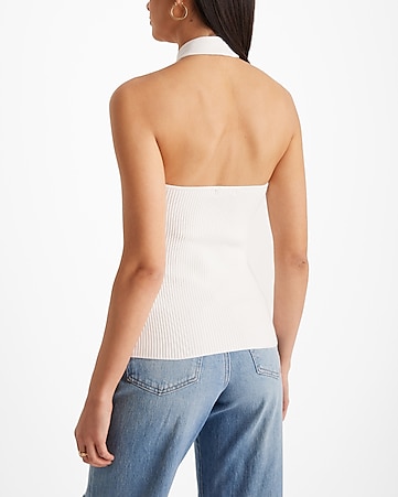 Womens Halter Backless T-Shirt Camisole Crop Top Draped Tops