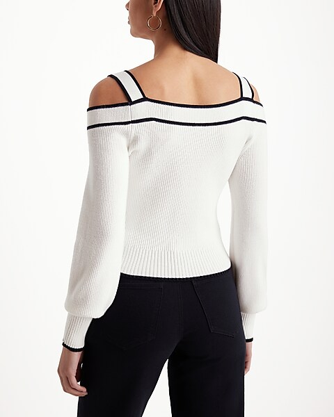 Tipped Off The Shoulder Tie Strap Cardigan | Express