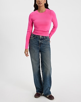 Silky Soft Fitted Ribbed Crew Neck Sweater