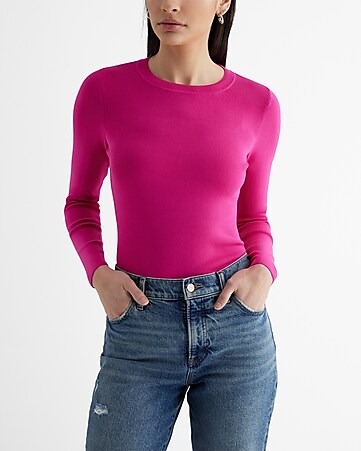 Tricotto Pink Fancy Studded Crew Neck Long Sleeve Top F719 NEW — AfterRetail
