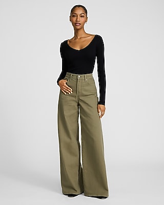 Fitted Ribbed Double V-Neck Sweater