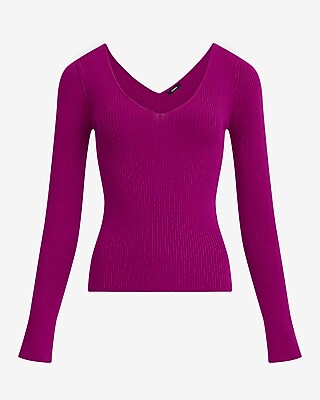 Silky Soft Fitted Ribbed Double V-Neck Sweater