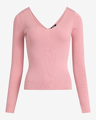 Silky Soft Fitted Ribbed Double V-Neck Sweater