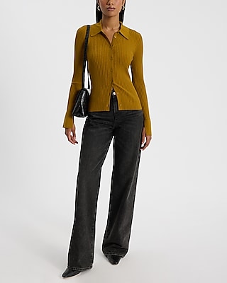 Silky Soft Fitted Ribbed Sweater Shirt