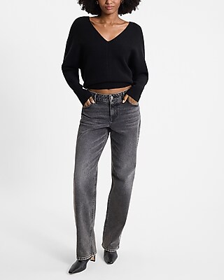 Ribbed V-Neck Banded Bottom SoHo Sweater