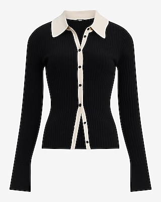 Silky Soft Fitted Tipped Polo Cardigan