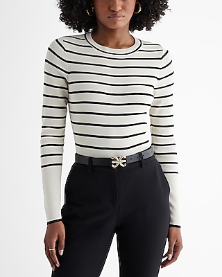 FEB TEST LS FITTED CREW STRIPE 9613839:STRIPE-BLACK:M