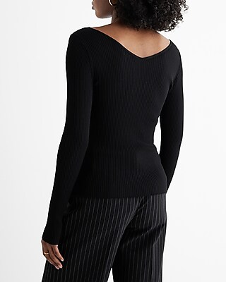 Silky Soft Fitted Ribbed Double V-Neck Sweater
