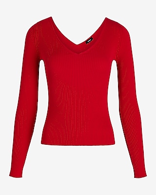 Silky Soft Fitted Ribbed Double V-Neck Sweater