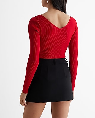 Silky Soft Fitted Ribbed Double V-Neck Sweater