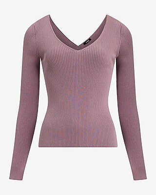 Silky Soft Fitted Ribbed Double V-Neck Sweater