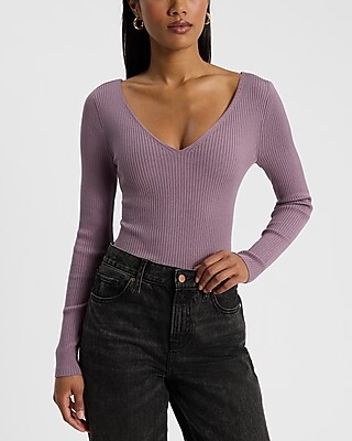 Silky Soft Fitted Ribbed Double V-Neck Sweater