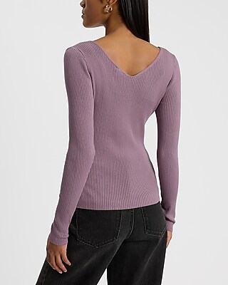 Silky Soft Fitted Ribbed Double V-Neck Sweater