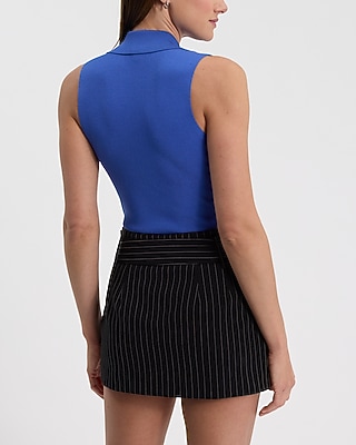 Silky Soft Fitted V-Neck Polo Sweater Tank