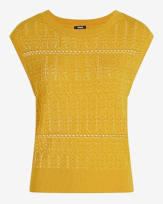 Crochet Crew Neck Sweater Vest