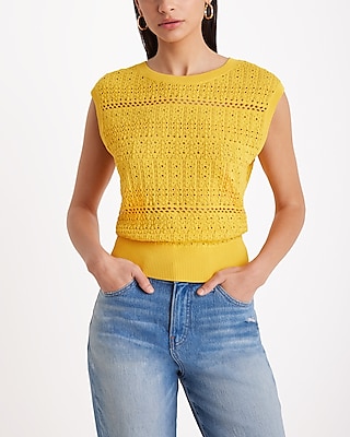 Crochet Crew Neck Sweater Vest