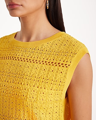 Crochet Crew Neck Sweater Vest