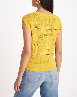 Crochet Crew Neck Sweater Vest