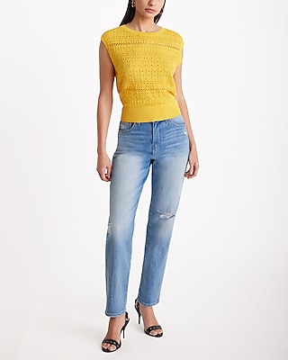 Crochet Crew Neck Sweater Vest