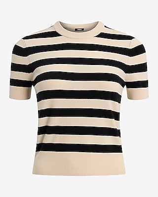 Skimming Striped Short Sleeve Sweater Tee