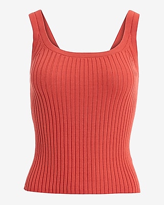 Fitted Ribbed Scoop Neck Sweater Tank