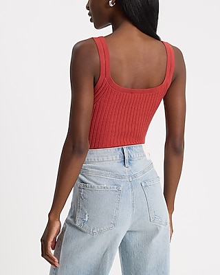 Fitted Ribbed Scoop Neck Sweater Tank