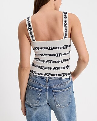 Chain Pattern Sweetheart Sweater Tank