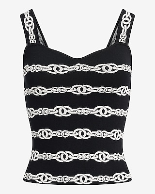 Chain Pattern Sweetheart Sweater Tank