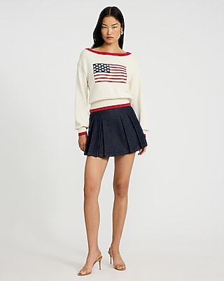 American Flag Red Trim Boat Neck Sweater - image 4