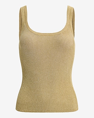 Metallic Fitted Scoop Neck Sweater Tank