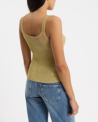 Metallic Fitted Scoop Neck Sweater Tank