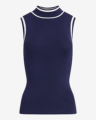 Silky Soft Fitted Ribbed Mock Neck Sweater Tank