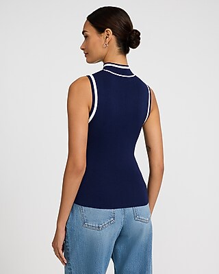 Silky Soft Fitted Ribbed Mock Neck Sweater Tank