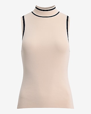 Silky Soft Fitted Ribbed Mock Neck Sweater Tank