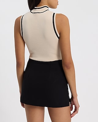Silky Soft Fitted Ribbed Mock Neck Sweater Tank