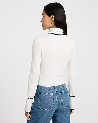 Tipped Cropped Turtleneck Sweater