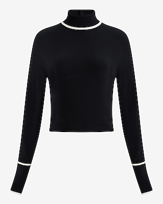 Tipped Cropped Turtleneck Sweater