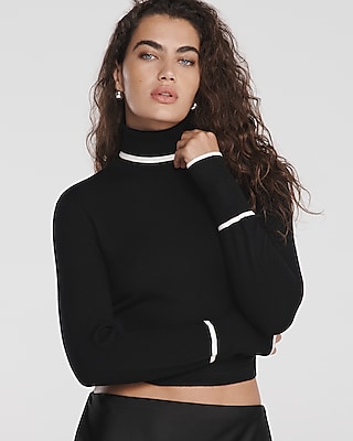 Tipped Cropped Turtleneck Sweater