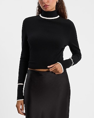 Tipped Cropped Turtleneck Sweater