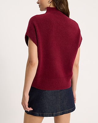 Mock Neck Cap Sleeve Sweater Vest